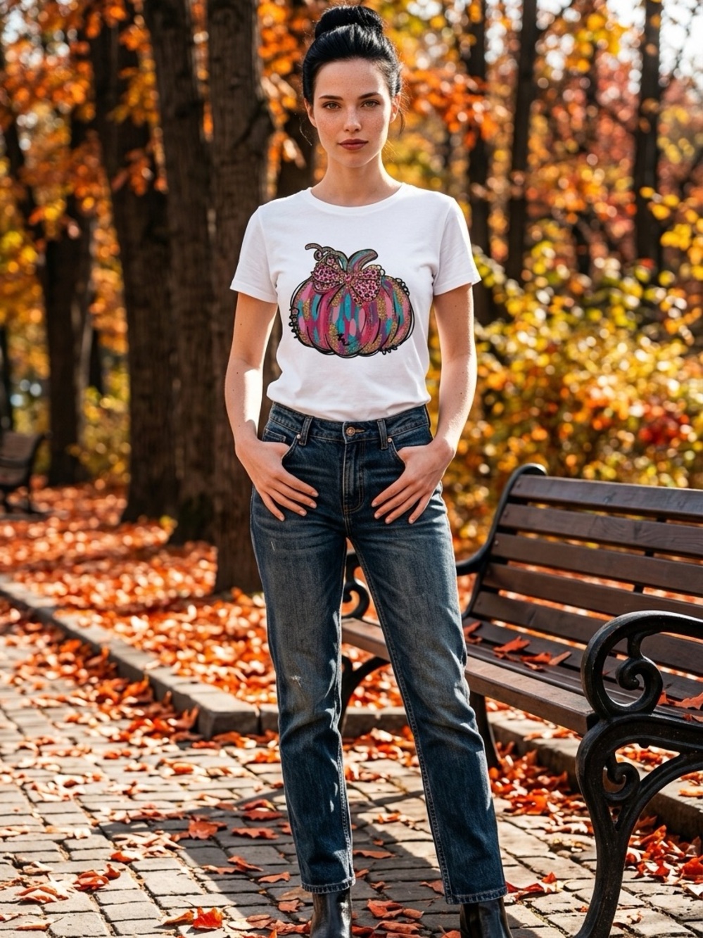 Vintage Style Casual Wear 100% White Cotton Fall Graphic T Shirt Size XL NWT